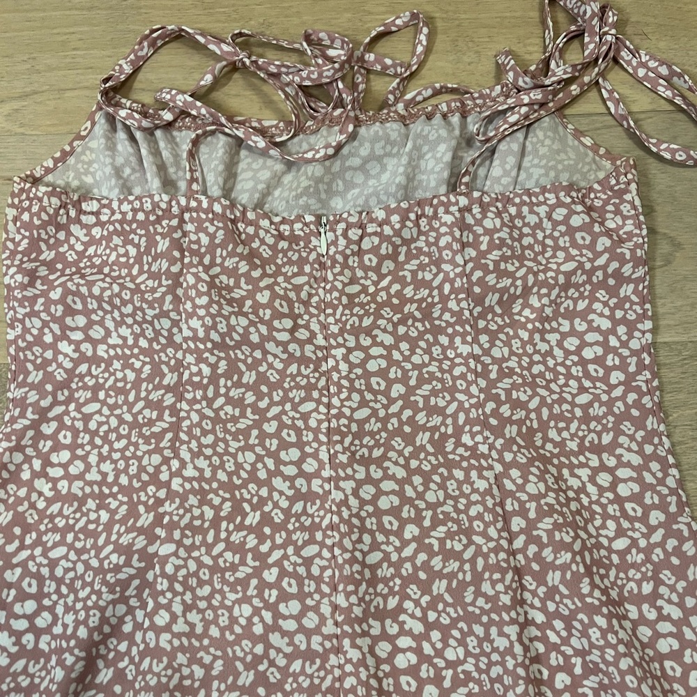 SHEIN Print Tie Mini Dress, Size Small, Pink and White - Picture 8 of 8